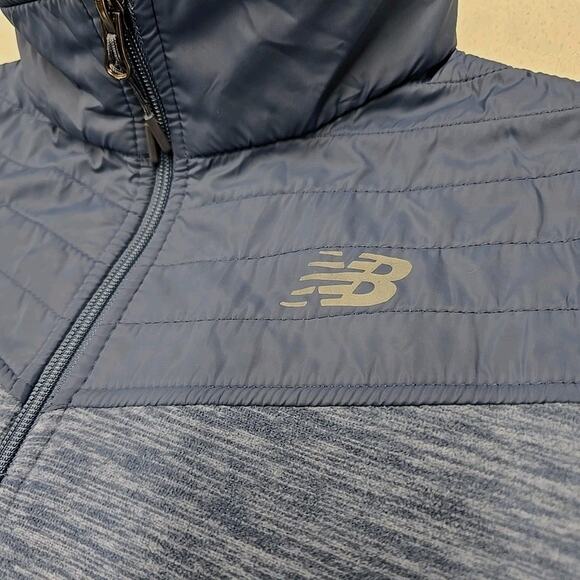 New Balance Womens Fleece Quilted Jacket Sz M Blue/Gray Full Zip Activewear - Picture 5 of 10